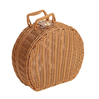 Panier de rangement en plastique tressé imitation rotin, style valise, avec couvercle, imperméable, multifonction, décoration d'intérieur, boîte cadeau