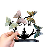 Juego de Alas de Mariposa de Cristal al por Mayor, Artesanía de Cristal de Alta Calidad, Modelo de Piedra Feng Shui Hecho a Mano Natural para Uso Decorativo