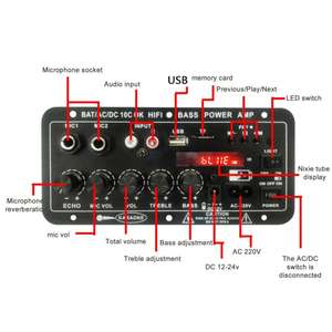 Bo mạch âm thanh karaoke <span class=keywords><strong>Bluetooth</strong></span> Creatall D10C chuyên nghiệp, tích hợp amply gia đình, có hai micro và loa siêu trầm, chất liệu kim loại - Product Image 2