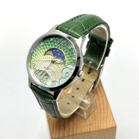 Montre en acier inoxydable pour femme, cadran bleu lune, bracelet en cuir blanc, quartz, étanche, design haut de gamme, élégance classique, vente en gros