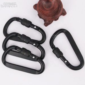 black aluminum alloy 7 D locking sping hook carabiner hooks