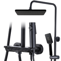 Ensemble de Douche Moderne avec Mitigeur et Robinets, Système de Douche Pluie Cascade de Luxe avec Pommeau de Douche ABS