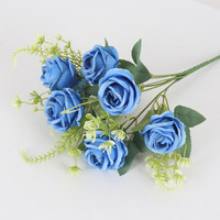 Fleurs artificielles en gros, pas chères, style européen, fleurs artificielles à tige unique, roses rouges en soie en gros pour mariage