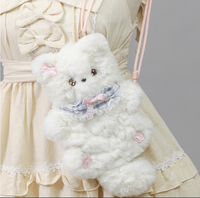 Sac bandoulière en peluche chat noir et blanc, sac à bandoulière mignon Y2K style japonais Lolita Anime, mini sac à main Kawaii pour filles