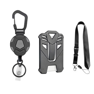 In stock: 5-sided retractable badge clip, heavy-duty carabiner keychain, tactical <b>ID</b> card <b>holder</b> with detachable rope. - Product Image 1