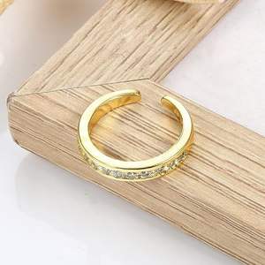 Stile europeo americano nuovo 18K placcato oro reale in ottone regolabile gioielli fiore zircone punta anello - Product Image 6