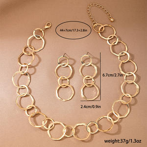 Metal Irregular Circle Mujer Collar Pendientes Conjunto de joyas - Product Image 4