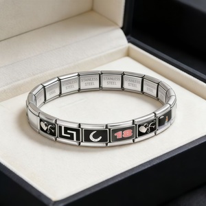 Bracelet à breloques italien personnalisé en acier inoxydable 9 mm, motif cœur, crâne, flèche et <span class=keywords><strong>mots</strong></span> anglais, nouvelle série noire, bijoux de mode DIY, vente en gros - Product Image 3