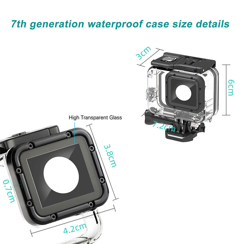 HONGDAK Underwater Standard GoPros Hero7 Waterproof Housing Case Cover Camera Accessory for Hero5/6/7 with Touch Screen