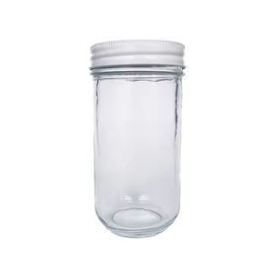 Bocal Mason en verre rond à large bouche de 350ml 12oz avec couvercle bocal de stockage des aliments hermétique - Product Image 1