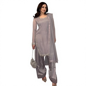 <b>Presenting</b> New Designer Collection In Faux Georgette With Embroidery Work Top-Bottom And Dupatta Set Fully Stitched Ready To Wea - Product Image 1