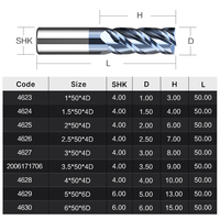 Huhao cnc outils de fraisage résistant aux vibrations et à l'usure fraisage rapide 45 ° 4 cannelures mèches carrées 4623