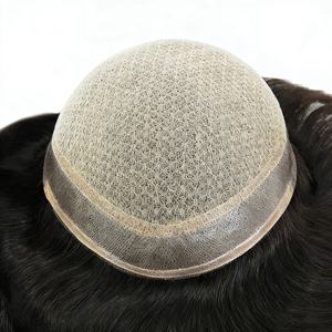 Toupet pour homme en base de soie, densité 130%, cheveux indiens Remy 100%, fermeture injectée PU+Dentelle HD, couleur personnalisée - Product Image 4