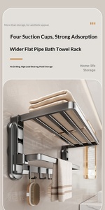Portasciugamani pieghevole da parete, pratico portaoggetti per il <span class=keywords><strong>bagno</strong></span>, organizer <span class=keywords><strong>salvaspazio</strong></span> per uso domestico e alberghiero - Product Image 2