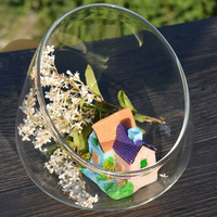 Vase en verre borosilicate à bouche oblique décoratif moderne pour plantes succulentes