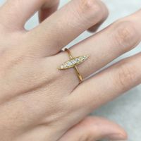 Bague NOVA en argent sterling 925 plaqué or K avec moissanite, motif géométrique en forme de gousse de haricot, style bohème, pavé serti, unisexe, Golden Dawn