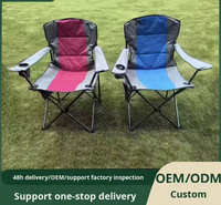 Chaise de camping pliante rembourrée, robuste, capacité de charge de 150 kg, chaise de plage en Oxford 600D avec accoudoirs, coussin épais pour la pêche, le pique-nique, le jardin