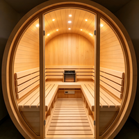 Cabine de sauna infrarouge en bois noir sur mesure OEM, sauna sec en bois de pruche, sauna sec extérieur rond