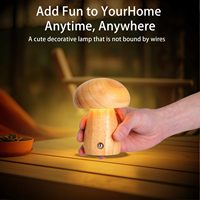 Lampe en bois massif en forme de champignon, LED rechargeable, veilleuse créative, lampe de bureau, lampe d'ambiance tactile pour chambre à coucher