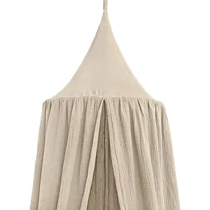 custom 240cm european and american style elegant muslin double gauze 100 cotton hanging canopy tent over bed