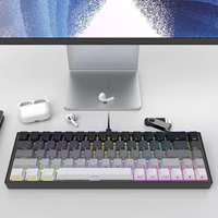 Clavier mécanique 65 % personnalisable avec disposition arabe, espagnole, russe, hot-swap, 68 touches, RGB, filaire
