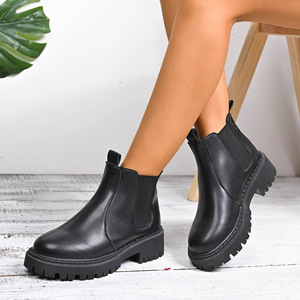 <span class=keywords><strong>Stivali</strong></span> Chelsea Xuanhui in Pelle PU Marrone alla Moda, Stivaletti <span class=keywords><strong>con</strong></span> Plateau Trendy, Scarpe Invernali Slip-on da Donna - Product Image 4