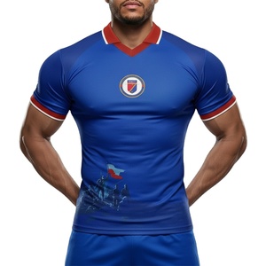 Maglia da calcio Haiti 2026WC, Maglia della Federazione Haitiana di Calcio, Essenziale HaitiSEATA, Nuova T-shirt da uomo con scollo a V AYITI a maniche corte - Product Image 4