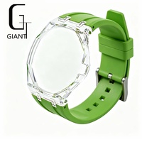 Heißer Verkauf Neue Mode Maßgefertigtes 3H Hautfreundliches Flüssigsilikon-Uhrenarmband Kundenspezifisches Transparentes Plastik-Uhrengehäuse Band für Herren