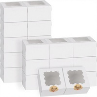 WINKIO 24 boîtes carrées en carton blanc pour pâtisserie 4x4x25 pouces avec fenêtre, mini gâteaux, desserts, pâtisseries, beignets (avec autocollants) de qualité alimentaire