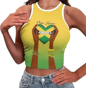Hot Selling Custom Jamaican <strong>Pride</strong> <strong>Top</strong> for Women Jamaica Flag Sexy Tight Fit Crop <strong>Tops</strong> Vest - Product Image 2