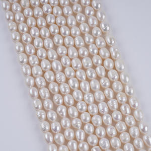 Perles de riz d'eau douce de 8-9 mm en gros de Zhuji, perles naturelles blanches semi-finies, accessoires de bricolage - Product Image 2