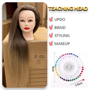 <span class=keywords><strong>Tête</strong></span> de Mannequin Femme pour Formation en Cosmétologie, Cheveux Synthétiques Non-Remy 24-26'' Style Lisse, Réaliste pour Tressage, Teinture <span class=keywords><strong>et</strong></span> Permanente - Product Image 6