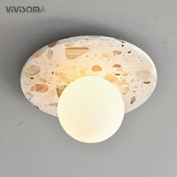 Lampe de plafond en terrazzo style mi-siècle crème CM38069, design G9 en cuivre de haute qualité pour l'éclairage des halls, couloirs, balcons et passages