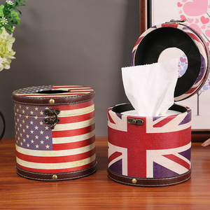 Boîte à mouchoirs de style britannique, design Union Jack cylindrique, en bois, pour voiture et salon - Product Image 3