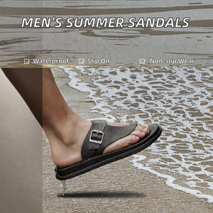 Sandalias de cuero impermeables con plataforma de verano para hombre, zapatos de playa informales antideslizantes para exteriores, de doble propósito - Product Image 2
