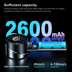 พัดลมมือถือขนาดเล็ก 1200mAh แบบพับได้ 4 ระดับความเร็ว  วัสดุพลาสติก ความเร็วสูง สำหรับฤดูร้อน พัดลมมือถือสำหรับผู้หญิง ใช้แบตเตอรี่ เหมาะสำหรับใช้ในบ้าน ขายส่ง - Product Image 5