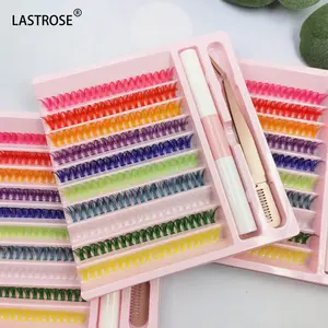 Private Label DIY 40P Eyelash Cluster Extensions Individual Colorful Segmented False Eyelash Kit Cluster Lash With Bond And Seal