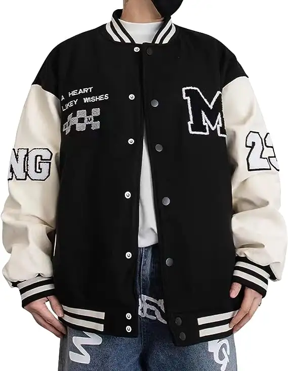 여자 크롭 대표팀 야구 재킷 남자 컬러 블록 편지 인쇄 버튼 다운 포켓 레터맨 코트 Streetwear