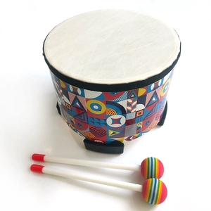 Wholesale Cartoon Print Kids Floor Hand <b>Drum</b> With Rainbow Mallets Orff Percussion Instrument For Kids Playing - Product Image 2