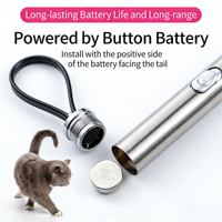 Jouet interactif pour chat en acier inoxydable à motifs multiples, avec interrupteur à lumière infrarouge constante, porte-clés stylo, jouet de stimulation pour chat