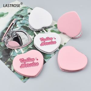 PU Leather Hot Selling Heart Round Double-sided 1X 2X Women's Beauty Portable Bag Makeup <b>Mirror</b> - Product Image 4