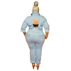 Combinaisons en jean à manches longues pour femme, taille plus, printemps-automne, corset, jean bleu foncé, combinaison une pièce, combinaison en jean pour femme - Product Image 6
