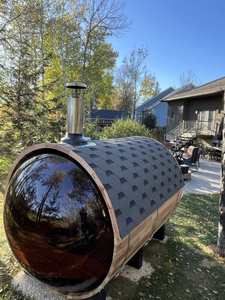 Sauna panoramique à vapeur imperméable HELIUS, chauffé au bois ou électrique : sauna en cèdre et en hemlock pour l'extérieur, à vendre - Product Image 5
