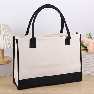 Sac fourre-tout de <span class=keywords><strong>plage</strong></span> en <span class=keywords><strong>toile</strong></span> de coton personnalisé lettre brodée initiale conception corde été automne usage quotidien cadeau monogramme - Product Image 6