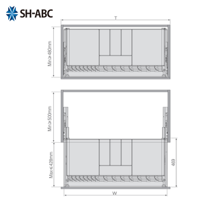 SH-ABC 600MM Panier double niveau pour armoire de cuisine, ensemble d'accessoires et quincaillerie de cuisine 	   Armoire de cuisine - Product Image 5