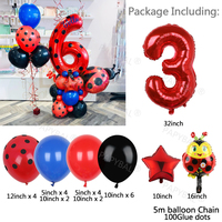 Ballon en feuille d'aluminium coccinelle, décorations de fête en Latex, à points noirs, rouges, Point d'onde, fournitures de décorations de fête, cadeaux d'anniversaire, réception, cadeaux pour bébé, 1 pièce