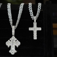 Hip Hop Fashion 10mm 925 Sterling Silver VVS Moissanite Diamond Iced Out Star Cross Link HipHop Collier Chaîne