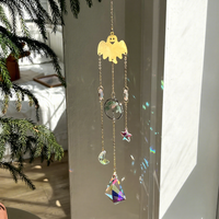 Pendentif attrape-soleil en cristal d'Halloween, doré, à suspendre à la fenêtre, motifs Lune, Étoile, Sorcière, Chauve-souris, Citrouille, Arbre de Vie, Décoration d'intérieur