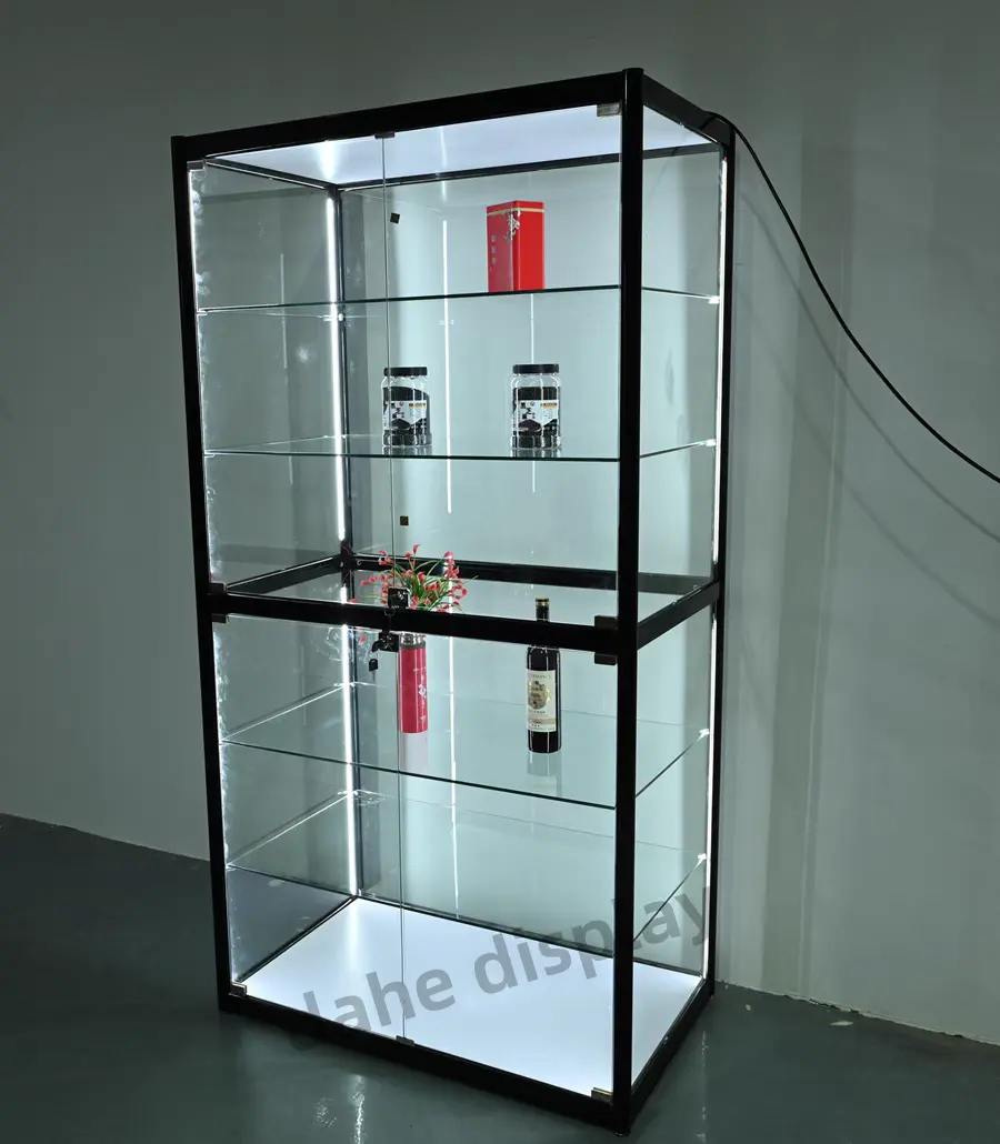 Best Seller Aluminum Frame Glass Showcases for Display Products Curio Cabinet Glass Display Practical Glass Trophy Cabinet