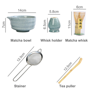 6PCS Matcha Set phụ kiện bát gốm tre hữu cơ Whisk Matcha Starter Kit handmade Matcha lễ công cụ - Product Image 2